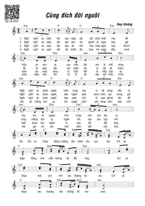 Sheet nhạc PDF bài Cùng đích đời người