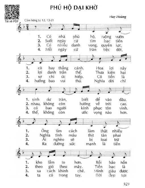 Sheet nhạc PDF bài Phú hộ dại khờ 