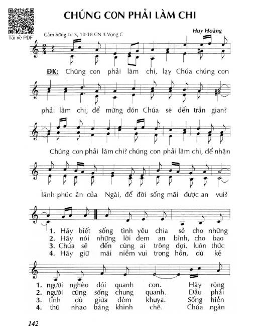 Sheet nhạc PDF bài Chúng con phải làm chi (Lc 3, 10-18) – Chúa Nhật 3 Mùa Vọng/C.