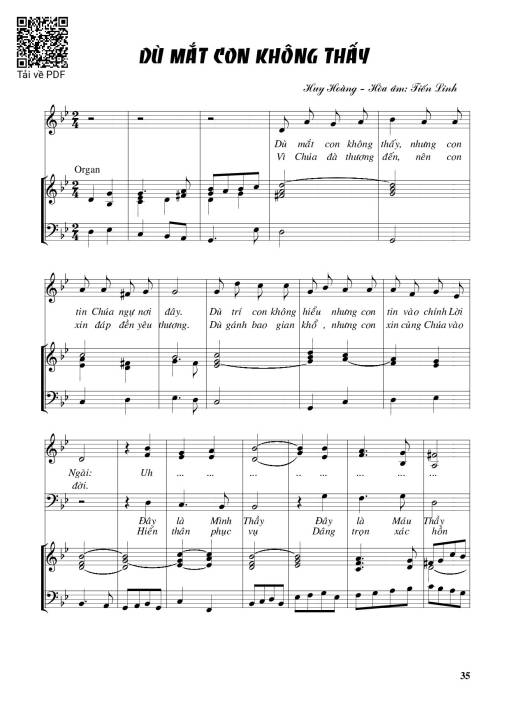 Sheet nhạc PDF bài Dù mắt con không thấy – Huy Hoàng