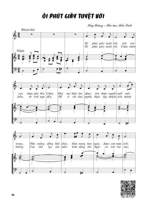 Sheet nhạc PDF bài Ôi giây phút tuyệt vời – Huy Hoàng