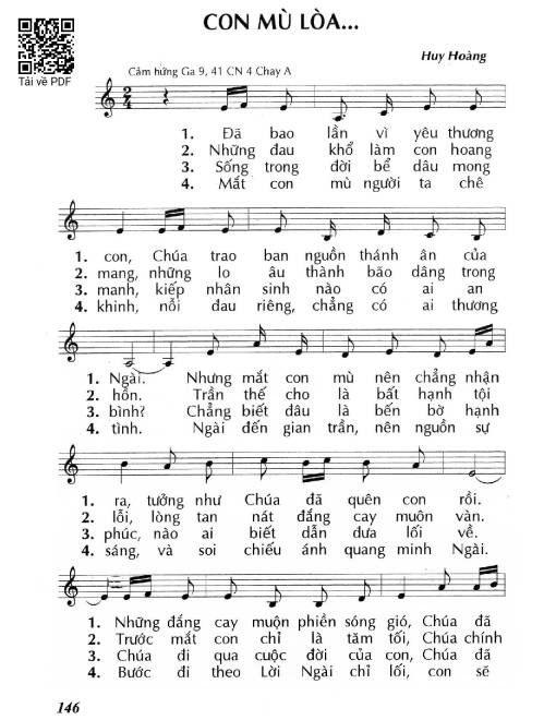 Sheet nhạc PDF bài Con mù lòa… 