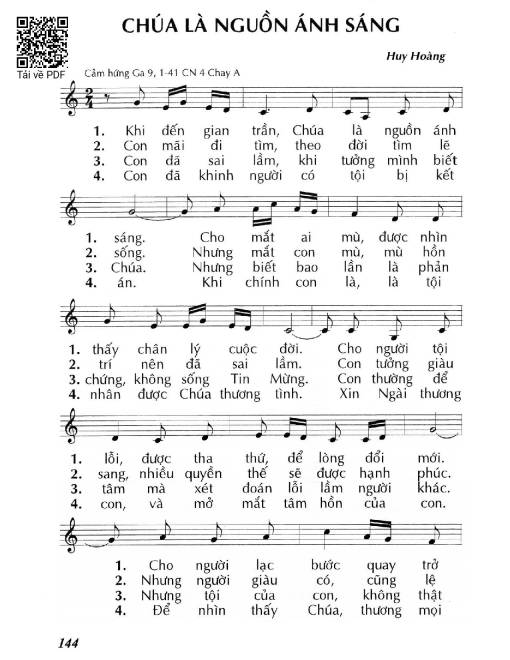 Sheet nhạc PDF bài Chúa là nguồn ánh sáng