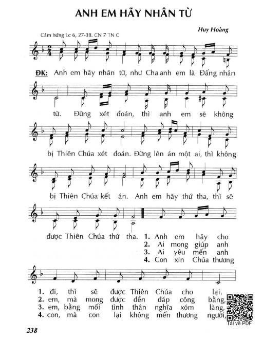 Sheet nhạc PDF bài Anh em hãy nhân từ