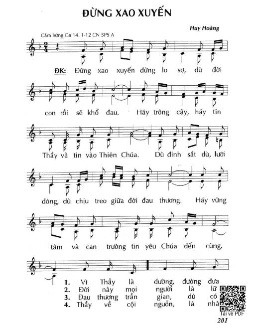 Sheet nhạc PDF bài Đừng xao xuyến (Ga. 14)