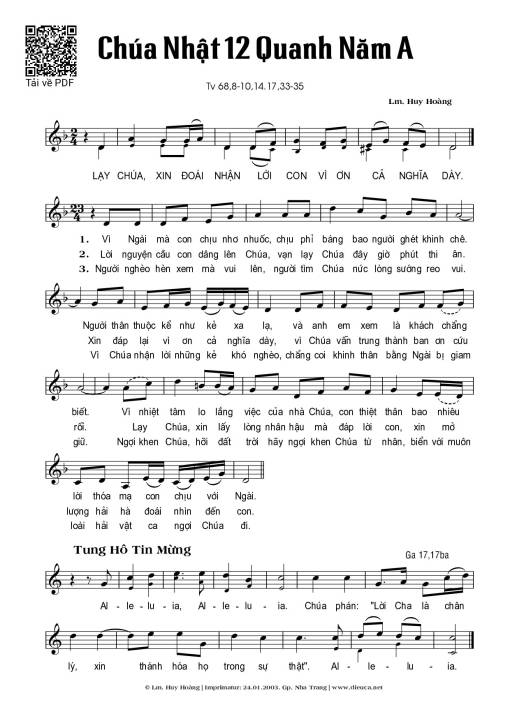 Chúa Nhật 12A Thường Niên (Thánh Vịnh 68)