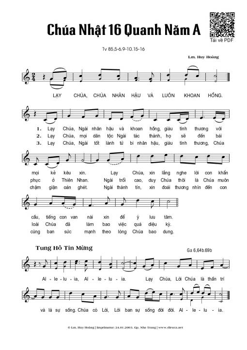 Chúa Nhật 16A Thường Niên (Thánh Vịnh 85)