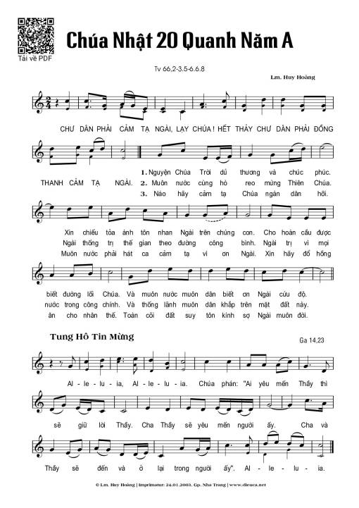 Chúa Nhật 20A Thường Niên (Thánh Vịnh 66)