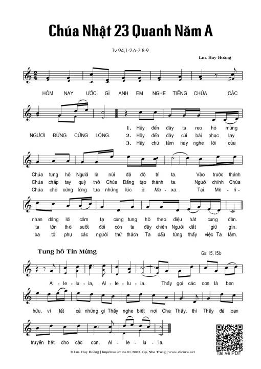 Chúa Nhật 23A Thường Niên (Thánh Vịnh 94)