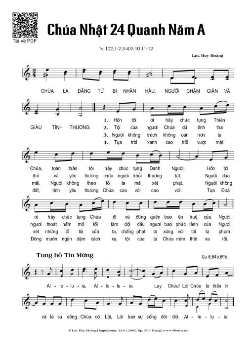 Chúa Nhật 24A Thường Niên (Thánh Vịnh 102)