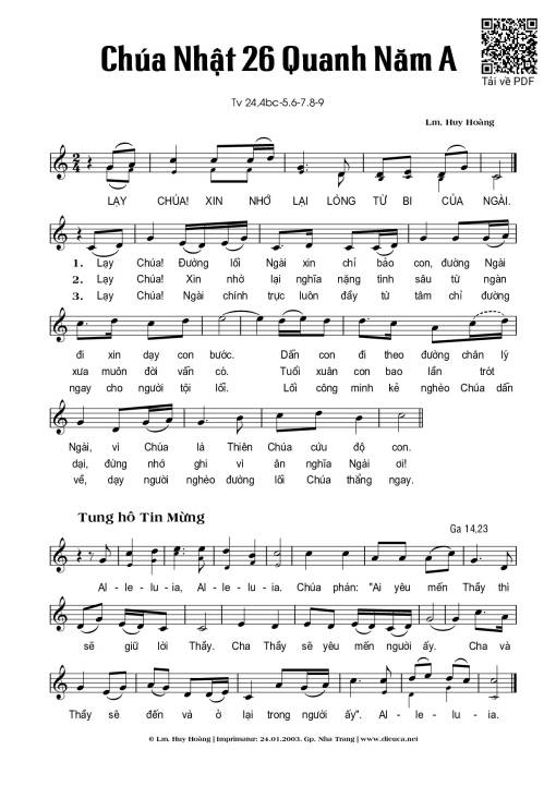 Chúa Nhật 26A Thường Niên (Thánh Vịnh 24)