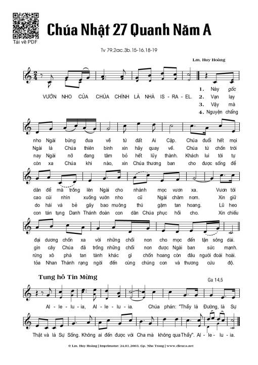 Chúa Nhật 27A Thường Niên (Thánh Vịnh 79)