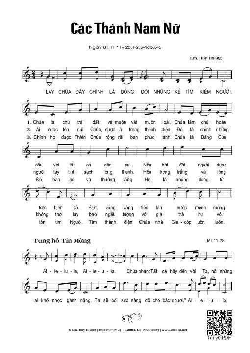 Các Thánh Nam Nữ (01.11)