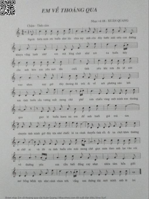Sheet nhạc PDF bài Em về thoáng qua