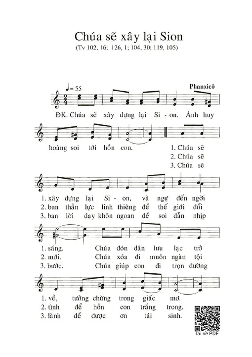 Sheet nhạc PDF bài Chúa Sẽ Xây Lại Sion
