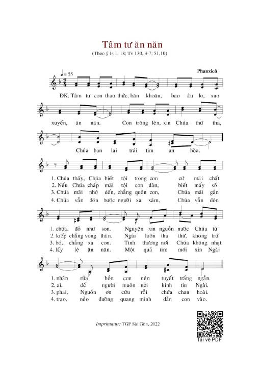 Sheet nhạc PDF bài Tâm Tư Ăn Năn