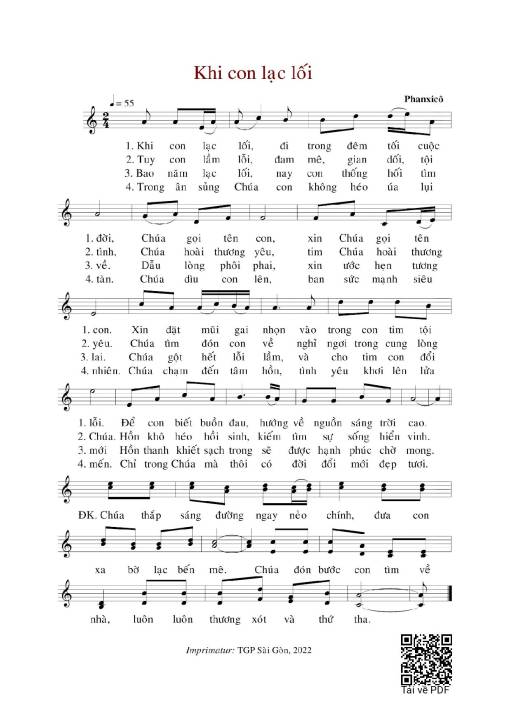 Sheet nhạc PDF bài Khi Con Lạc Lối