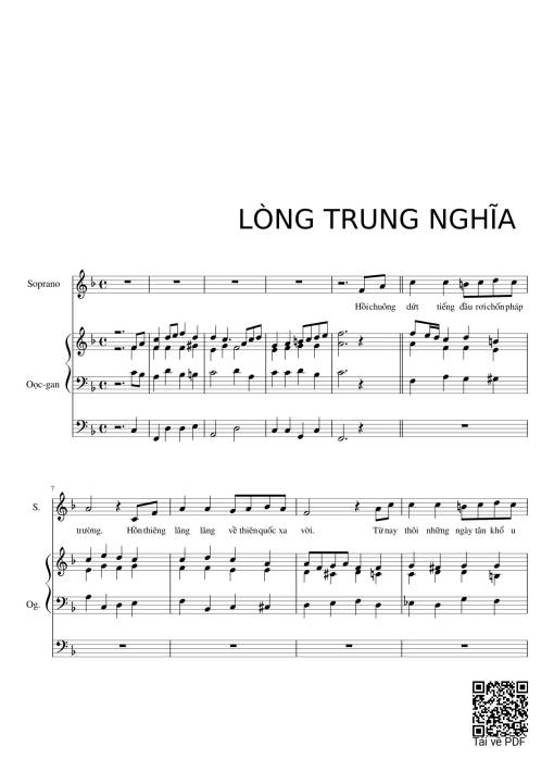 LÒNG TRUNG NGHĨA sheet soprano & organ