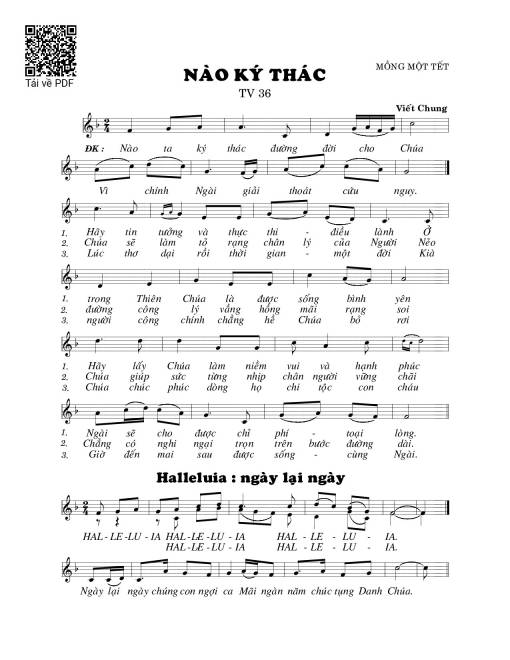 Sheet nhạc PDF bài Thánh Vịnh 36, Nào Ký Thác - Mồng Một Tết