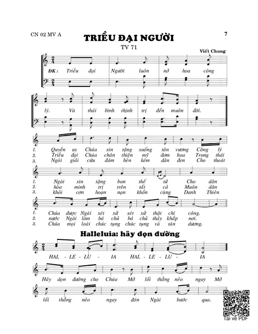 Sheet nhạc PDF bài Triều đại Người (Thánh Vịnh 71)