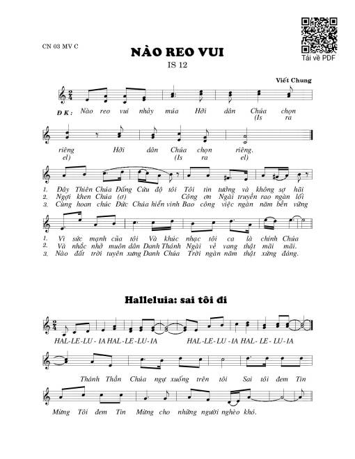 Sheet nhạc PDF bài Nào reo vui 2 (Is. 12)