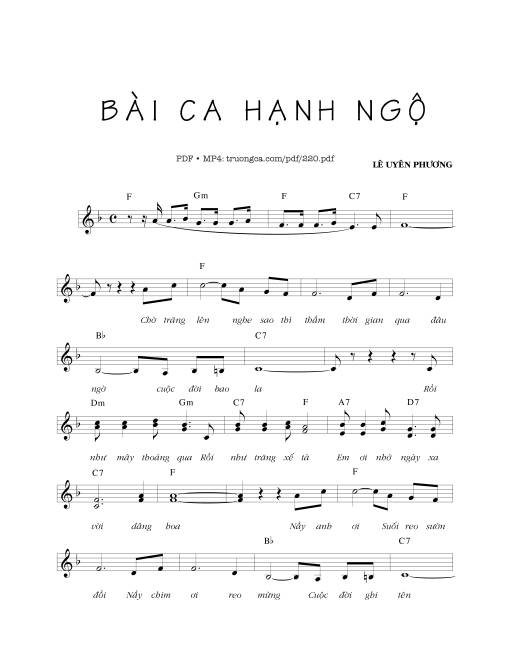Sheet nhạc PDF bài Bài ca hạnh ngộ