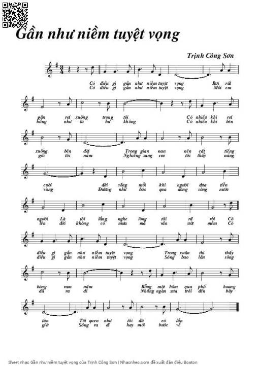 Sheet nhạc PDF bài Gần như niềm tuyệt vọng