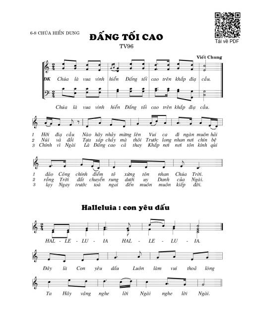 Sheet nhạc PDF bài Đấng tối cao (Thánh Vịnh 96)