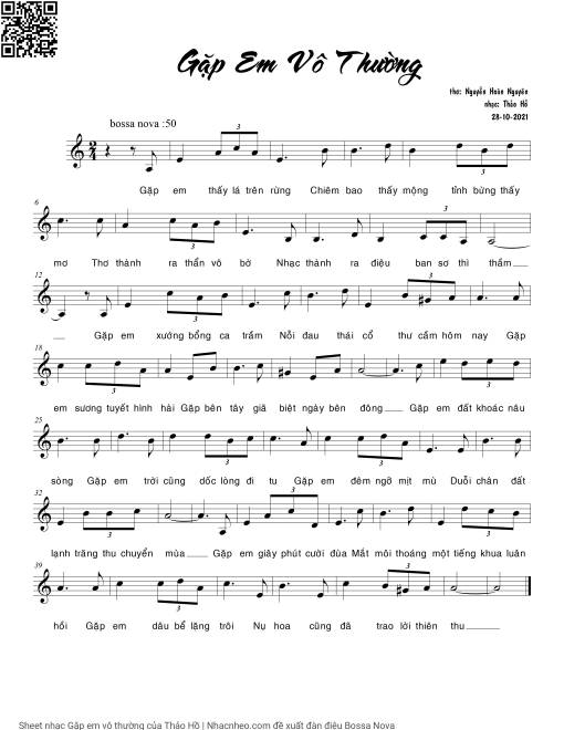 Sheet nhạc PDF bài Gặp em vô thường