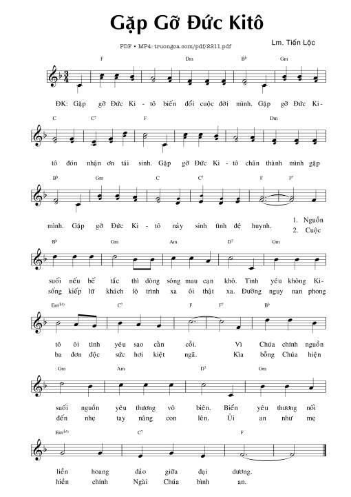 Sheet nhạc PDF bài Gặp gỡ Đức Kitô (Trường ca Đức Kitô)