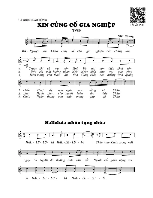 Sheet nhạc PDF bài Xin củng cố gia nghiệp (Thánh Vịnh 89)