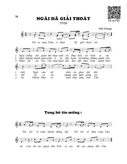Sheet nhạc PDF bài Ngài đã giải thoát