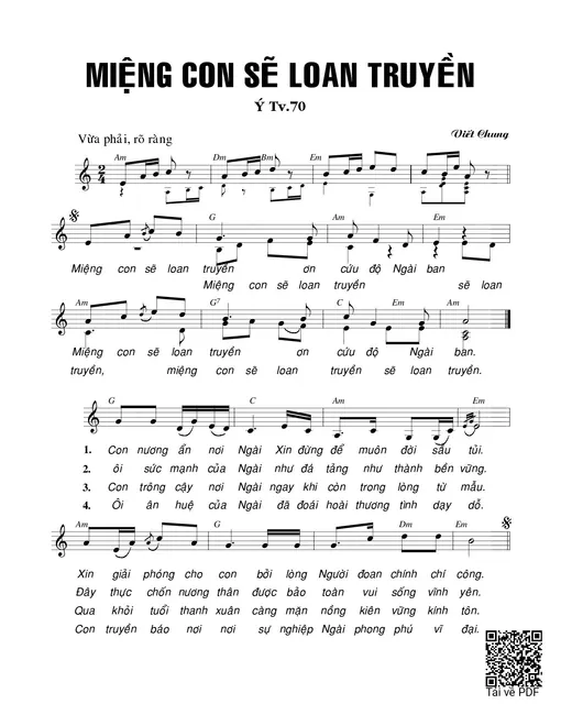 Miệng con loan truyền (Thánh Vịnh 70)