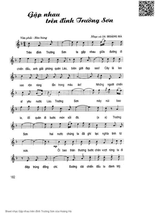 Sheet nhạc PDF bài Gặp nhau trên đỉnh Trường Sơn