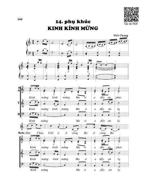 Sheet nhạc PDF bài Phụ khúc Kinh Kính Mừng