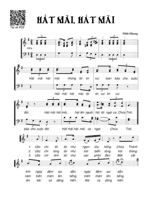 Sheet nhạc PDF bài Hát mãi hát mãi