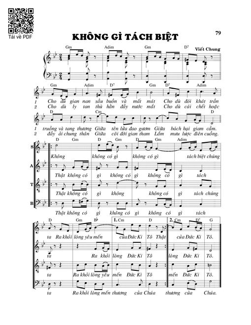 Sheet nhạc PDF bài Không gì tách biệt
