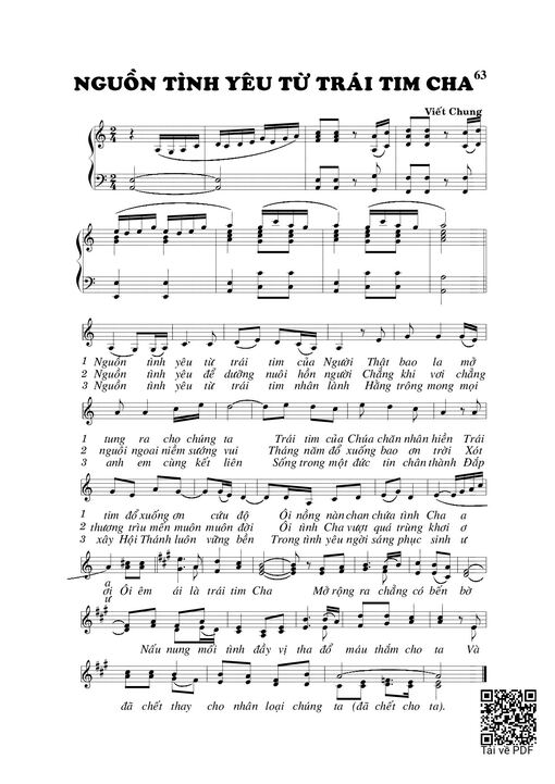Sheet nhạc PDF bài Nguồn tình yêu từ trái tim Cha
