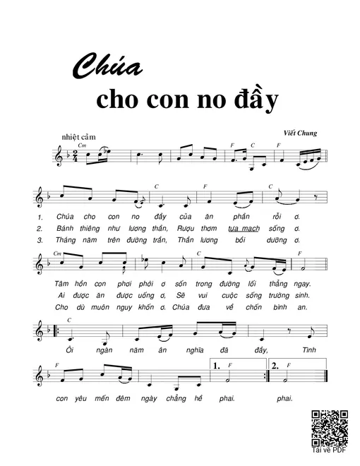 Chúa cho con no đầy