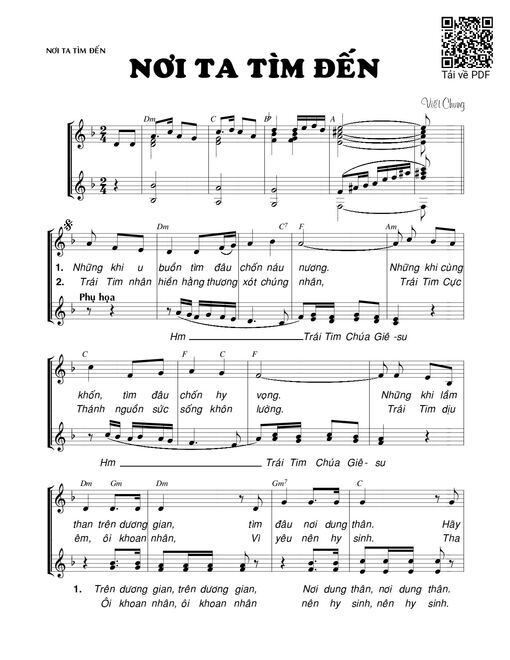 Sheet nhạc PDF bài Nơi ta tìm đến