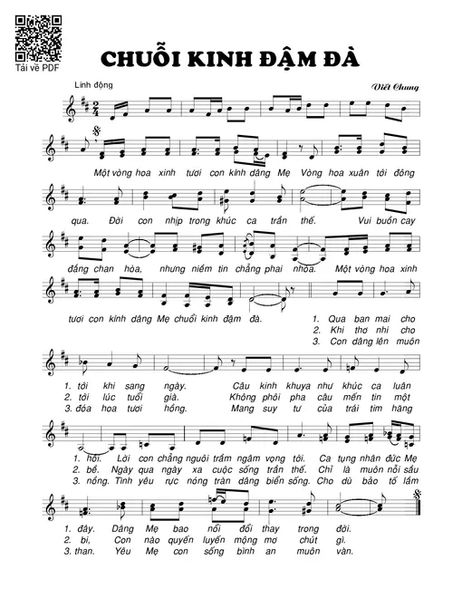 Sheet nhạc PDF bài Chuỗi kinh đậm đà