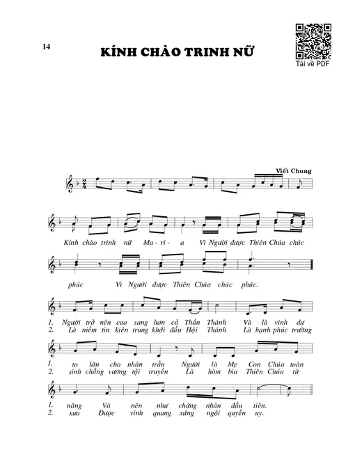 Sheet nhạc PDF bài Kính chào Trinh Nữ
