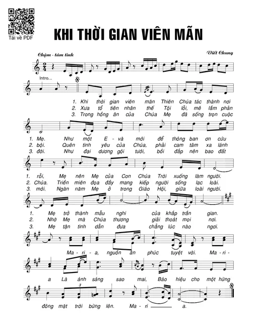 Sheet nhạc PDF bài Khi thời gian viên mãn
