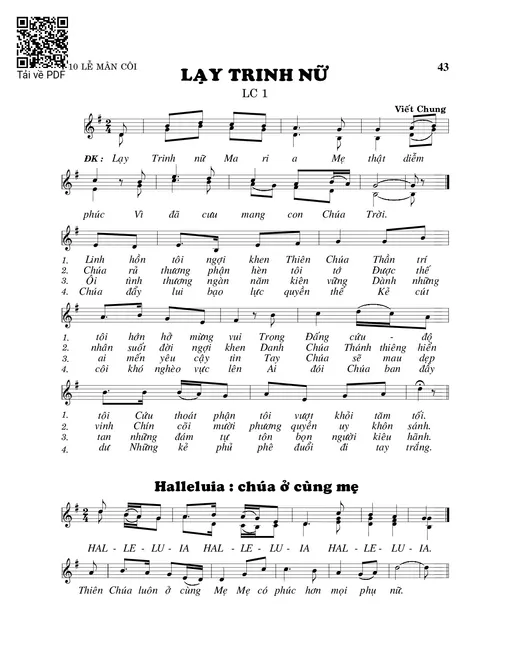 Sheet nhạc PDF bài Lạy Trinh Nữ