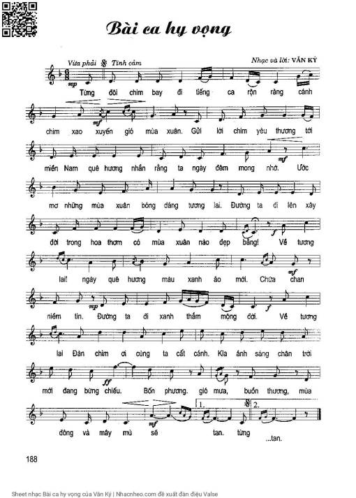 Sheet nhạc PDF bài Bài ca hy vọng