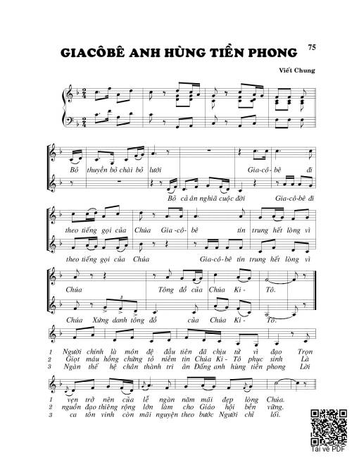 Sheet nhạc PDF bài Giacôbê anh hùng tiền phong