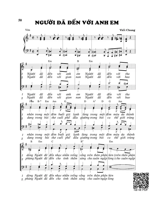 Sheet nhạc PDF bài Người đã đến với anh em