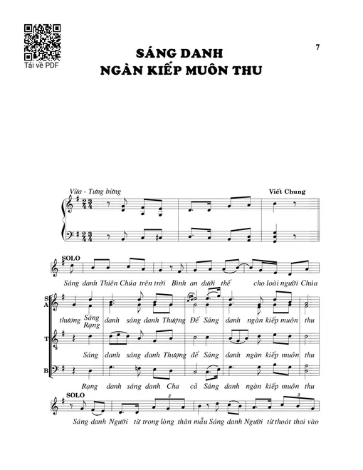 Sheet nhạc PDF bài Sáng danh ngàn kiếp muôn thu