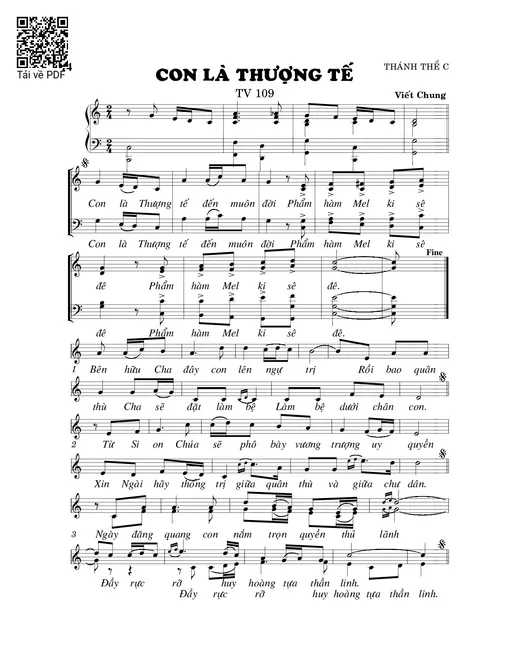 Sheet nhạc PDF bài Con là Thượng tế