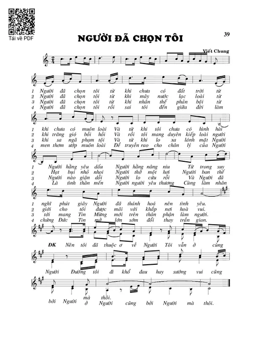 Sheet nhạc PDF bài Người đã chon tôi